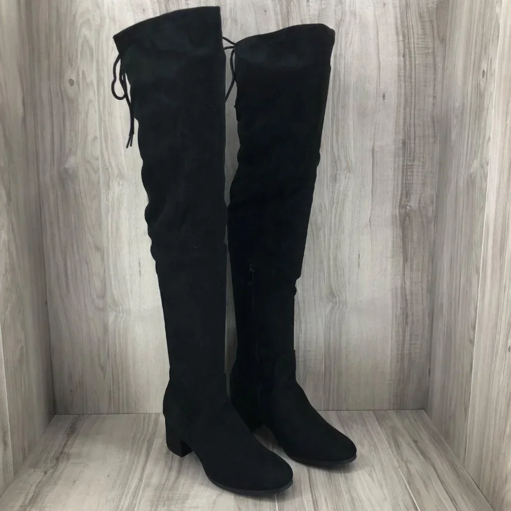 Dream Pairs Boots Womens 8 Black OTK Over The Knee Pull On